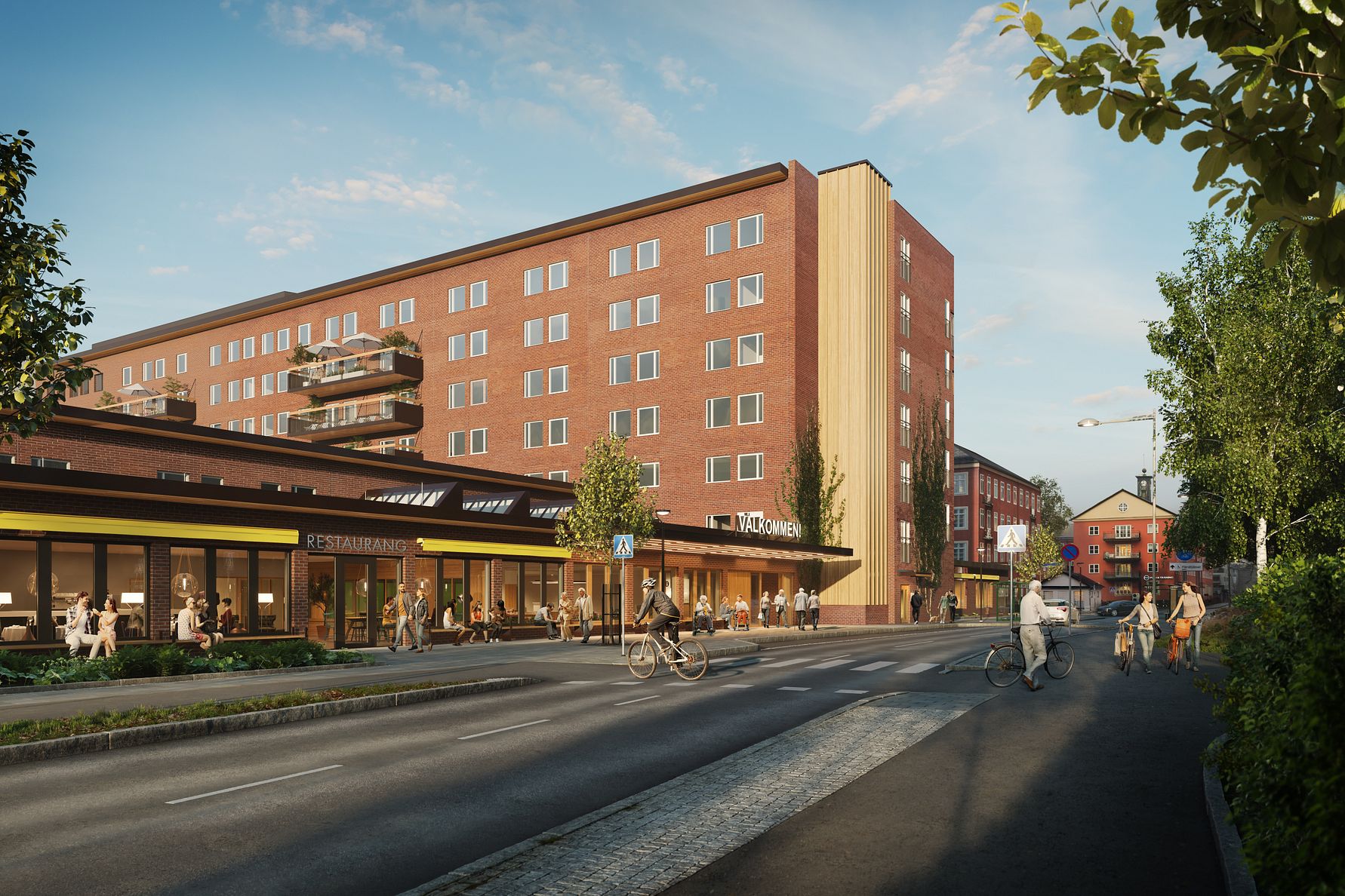 Illustration av Bromma sjukhus framtagen av White Arkitekter