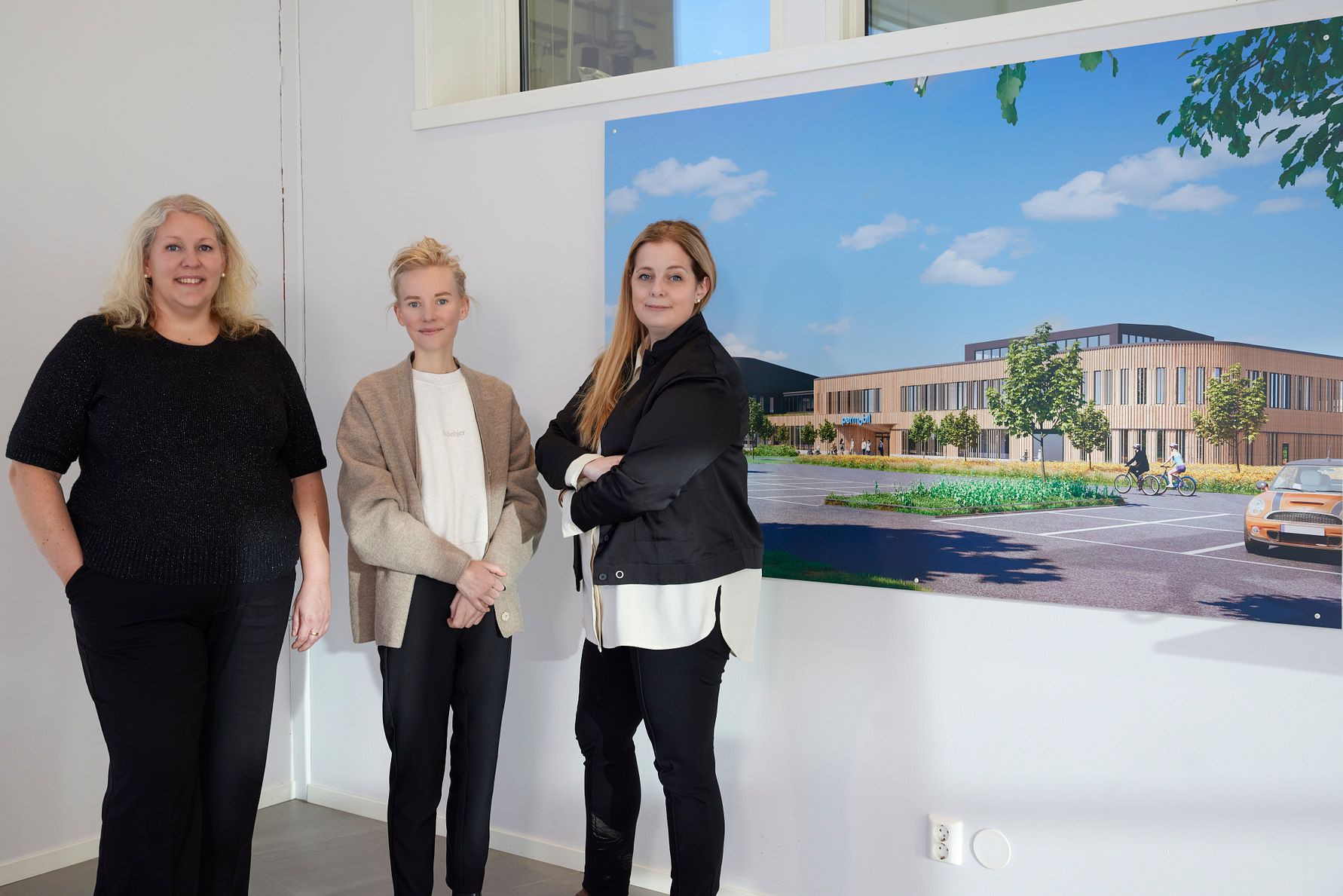 Linda Nilsson, projektledare Permobil, Karin Jönsson-Loo, projektchef Vectura, Camilla Andersson, hållbarhetschef Permobil.